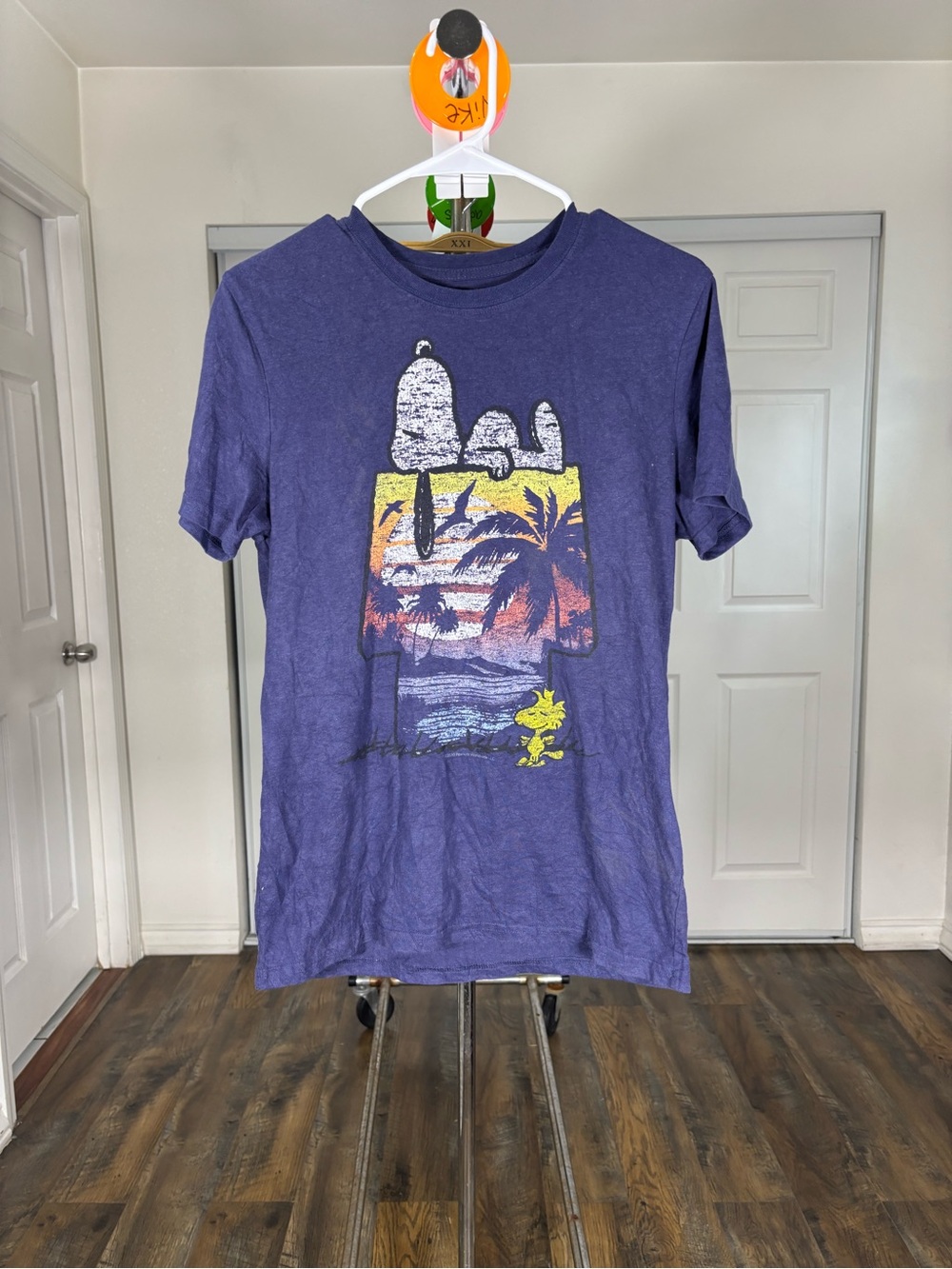 Men's Purple Graphic Snoopy Tee - Casual Short Sleeve Shirt